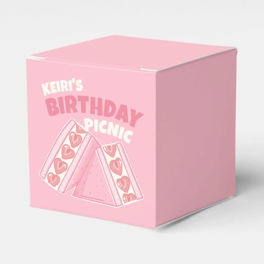 Roze Strawberry Sandwich Verjaardag Picknick Party Bedankdoosjes (Voorkant Zijde)