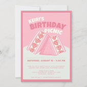 Roze Strawberry Sandwich Verjaardag Picknick Party Kaart (Voorkant)