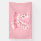 Roze Strawberry Sandwich Verjaardag Picknick Party Spandoek (Verticaal)