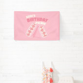 Roze Strawberry Sandwich Verjaardag Picknick Party Spandoek (Insitu)