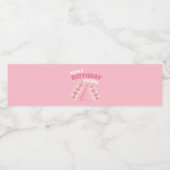 Roze Strawberry Sandwich Verjaardag Picknick Waterfles Etiket (Enkel label)