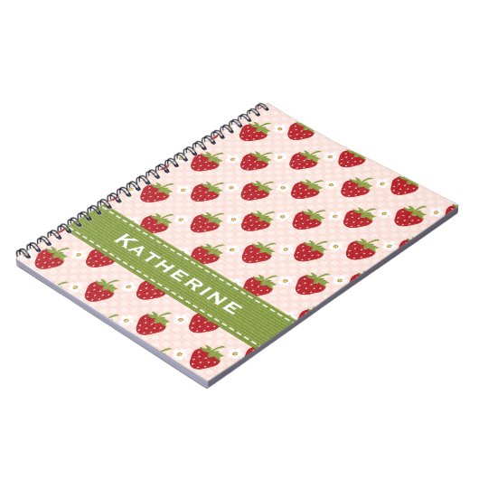 Roze Strawberry Spiral Notebook Journal Notitieboek (Linkerzijde)