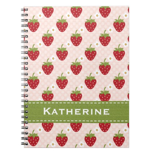 Roze Strawberry Spiral Notebook Journal Notitieboek (Voorkant)