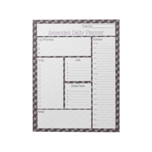 Roze Streamer Abstract design Daily Planner Notitieblok (Linkerzijde)