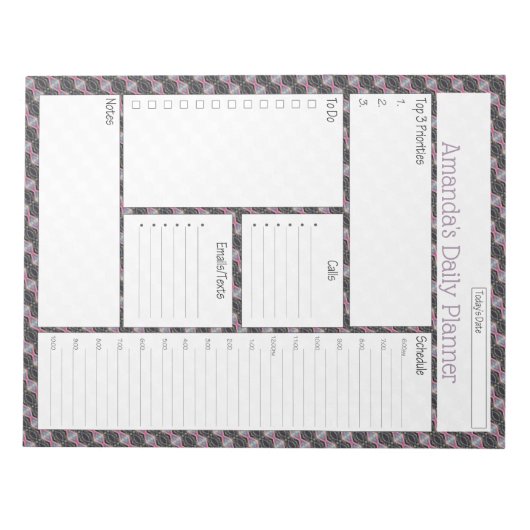 Roze Streamer Abstract design Daily Planner Notitieblok (Voorkant)