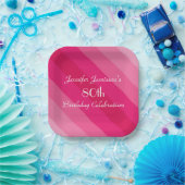 Roze streep, 80th Birthday Party, naam Papieren Bordje (Feest)