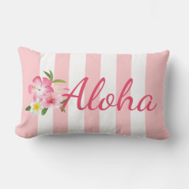 Roze Streep Aloha Hibiscus Tropisch Buitenkussen