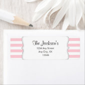 Roze streep baby shower retouradres etiket (Insitu)