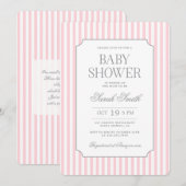Roze streep baby shower uitnodiging (Voorkant / Achterkant)