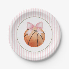 Roze Streep Basketbal Papieren Bordje