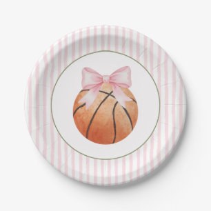 Roze Streep Basketbal Papieren Bordje