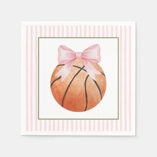 Roze Streep Basketbal Servet (Voorkant)