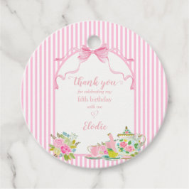 Roze streep bloemen feestje bedankkaartjes bedankjes labels