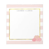Roze streep & Blush Peony Persoonlijk Notitieblok (Voorkant)
