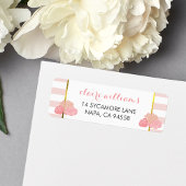 Roze streep & Blush Peony Return Address Labels