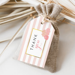 Roze streep & Blush Pioen Bruiloft Favor Tags Cadeaulabel
