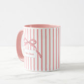 Roze Streep Boog Monogram Mok (Voorkant links)
