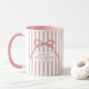 Roze Streep Boog Monogram Mok