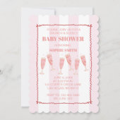 Roze Streep Brunch & Bubbly Baby shower Kaart (Voorkant)