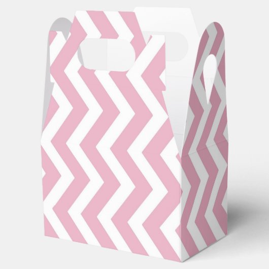 Roze streep chevron bruiloft bedankdoosjes (Geopend)