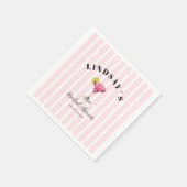 Roze Streep Cocktail Bruidsfeest Servet (Hoek)