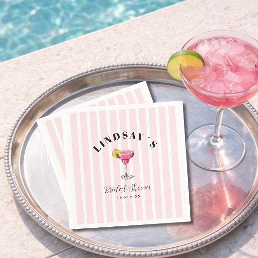 Roze Streep Cocktail Bruidsfeest Servet