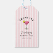 Roze Streep Cocktail Bruiloftsfeest Cadeaulabel (Voorkant)