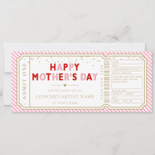 Roze Streep Concert Ticket Cadeau Bon Card Kaart