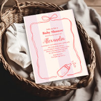 Roze Streep Coquette Bow Baby shower