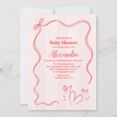 Roze Streep Coquette Bow Baby shower Kaart (Voorkant)