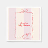 Roze Streep Coquette Bow Baby shower Servet (Voorkant)