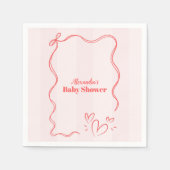 Roze Streep Coquette Bow Baby shower Servet (Voorkant)
