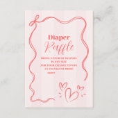Roze Streep Coquette Bow Diapper Raffle Informatiekaartje (Voorkant)