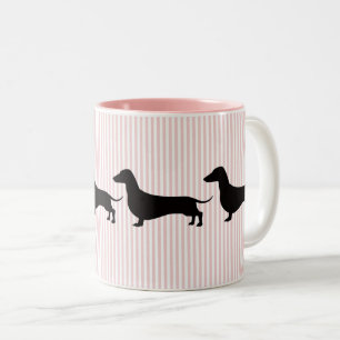 Roze Streep Dachshond Tweekleurige Koffiemok