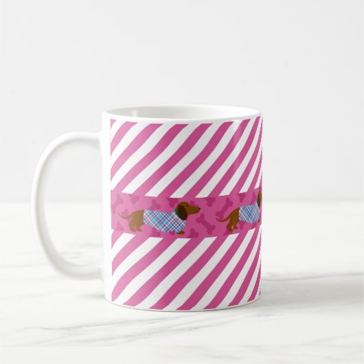 Roze Streep Dachshund Mok (Links)