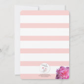 Roze Streep en Pioen Bevestiging Uitnodiging (Achterkant)