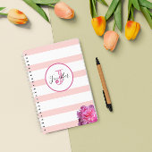 Roze Streep en Pioen Monogrammed Gepersonaliseerd Planner