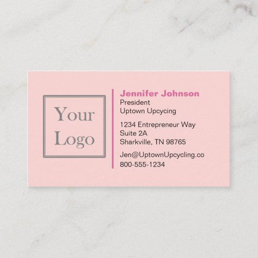 Roze streep en pony Monogrammed Visitekaartje (Achterkant)