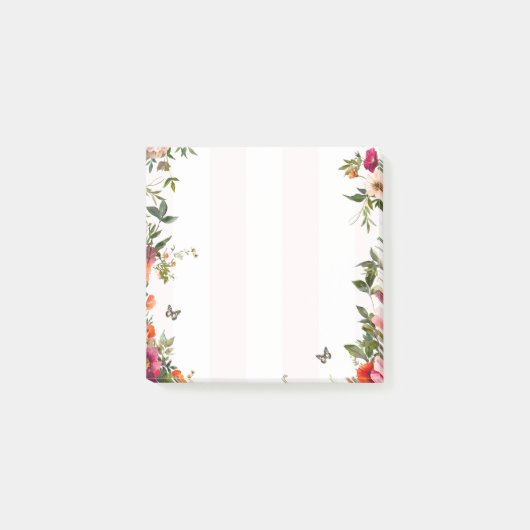 Roze streep en rode bloem post-it® notes (Voorkant)