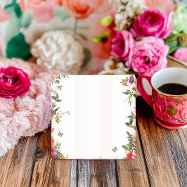 Roze streep en rode bloem post-it® notes