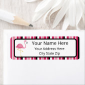 Roze Streep Flamingo Terugkeeradreslabel Etiket (Insitu)