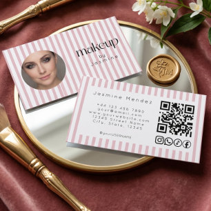 Roze Streep Foto MUA QR Code Sociale Iconen B Visitekaartje