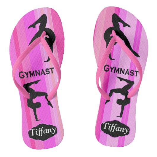 ROZE STREEP GEPERSONALISEERDE GYMNAST TEENSLIPPER TEENSLIPPERS (Voetbed)