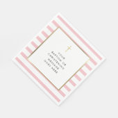 Roze streep Gouden Kruis Doop Doopfeest Bericht Servet (Hoek)