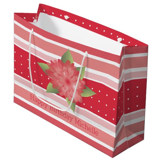 Roze streep groot cadeauzakje (Voorkant Gekanteld)