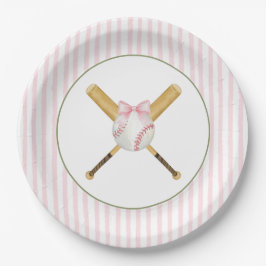 Roze Streep Honkbal Papieren Bordje