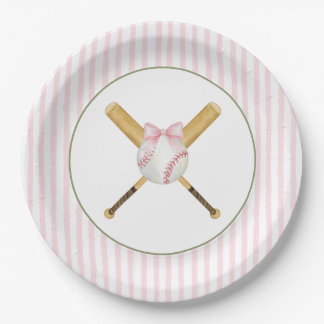 Roze Streep Honkbal Papieren Bordje