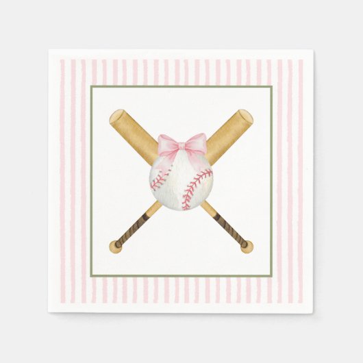 Roze Streep Honkbal  Servet (Voorkant)