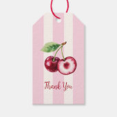 Roze Streep Kers Illustratie Bedankt Label Cadeaulabel (Voorkant)