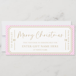 Roze Streep Kerst Cadeaubon Kaart